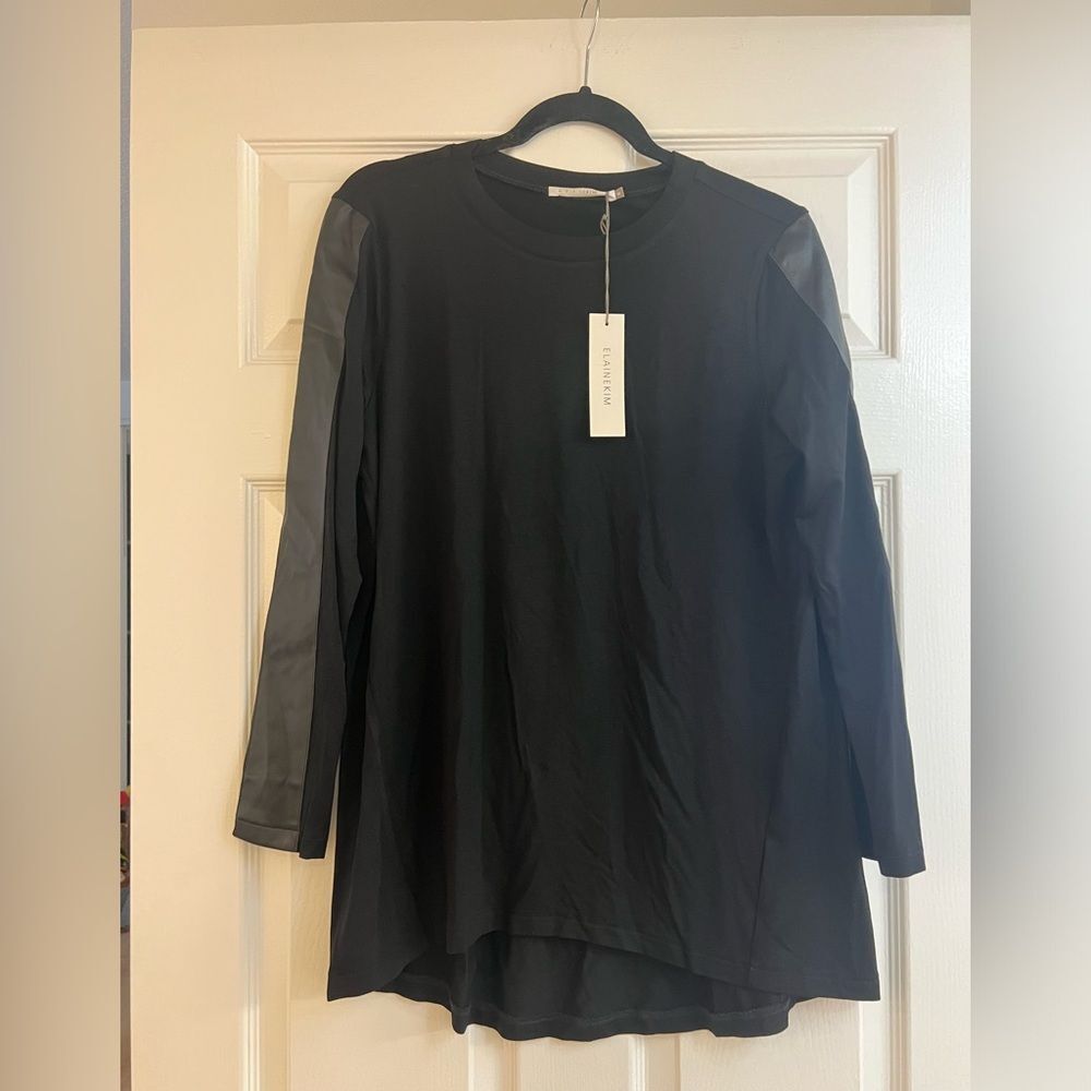 Elaine Kim Roland Leather Sleeve Tunic, NWT, Size M